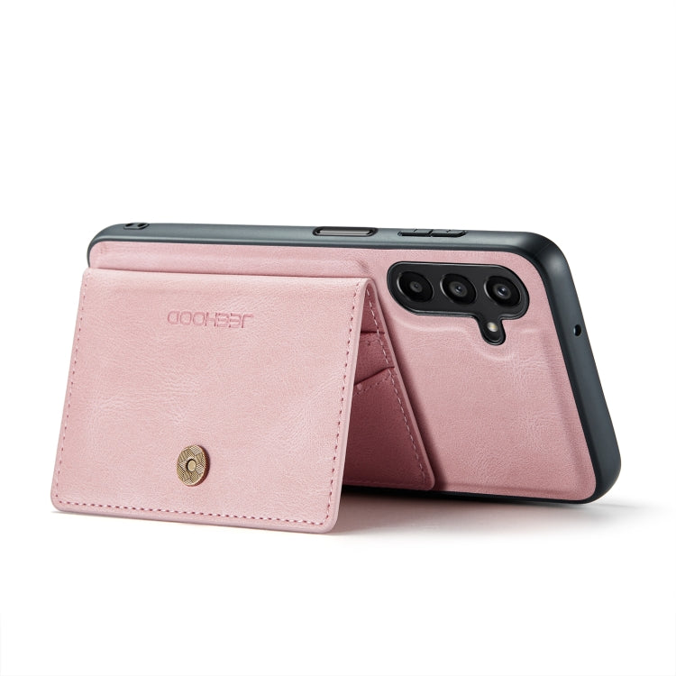 For Samsung Galaxy A15 5G JEEHOOD J01 Retro Magnetic Detachable Wallet Phone Case(Pink)