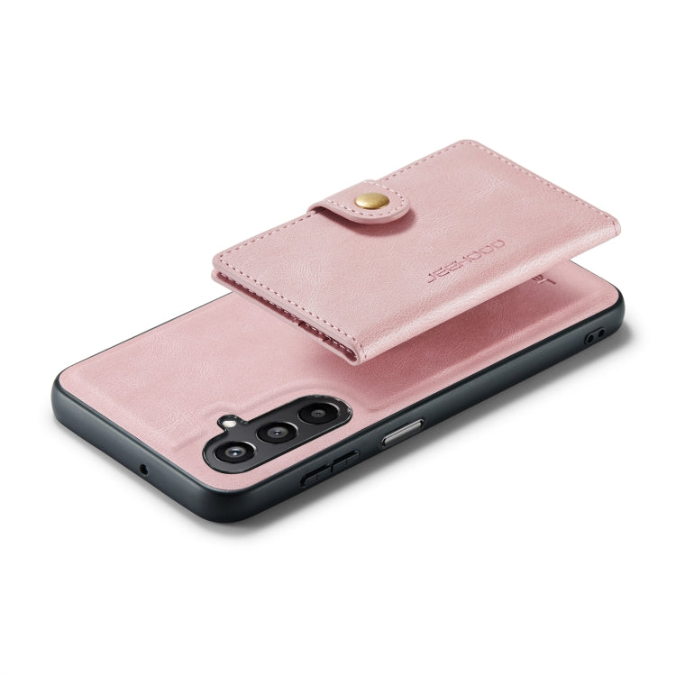 For Samsung Galaxy A15 5G JEEHOOD J01 Retro Magnetic Detachable Wallet Phone Case(Pink)