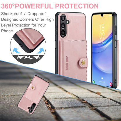 For Samsung Galaxy A15 5G JEEHOOD J01 Retro Magnetic Detachable Wallet Phone Case(Pink)