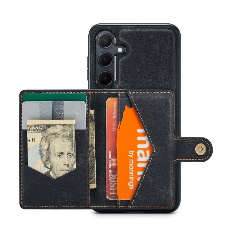 For Samsung Galaxy A35 5G JEEHOOD J01 Retro Magnetic Detachable Wallet Phone Case(Black)