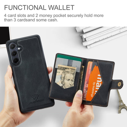 For Samsung Galaxy A55 5G JEEHOOD J01 Retro Magnetic Detachable Wallet Phone Case(Black)
