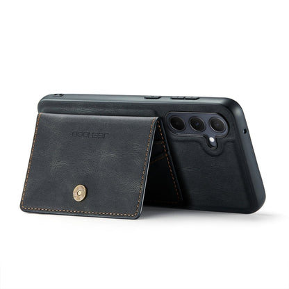 For Samsung Galaxy A55 5G JEEHOOD J01 Retro Magnetic Detachable Wallet Phone Case(Black)