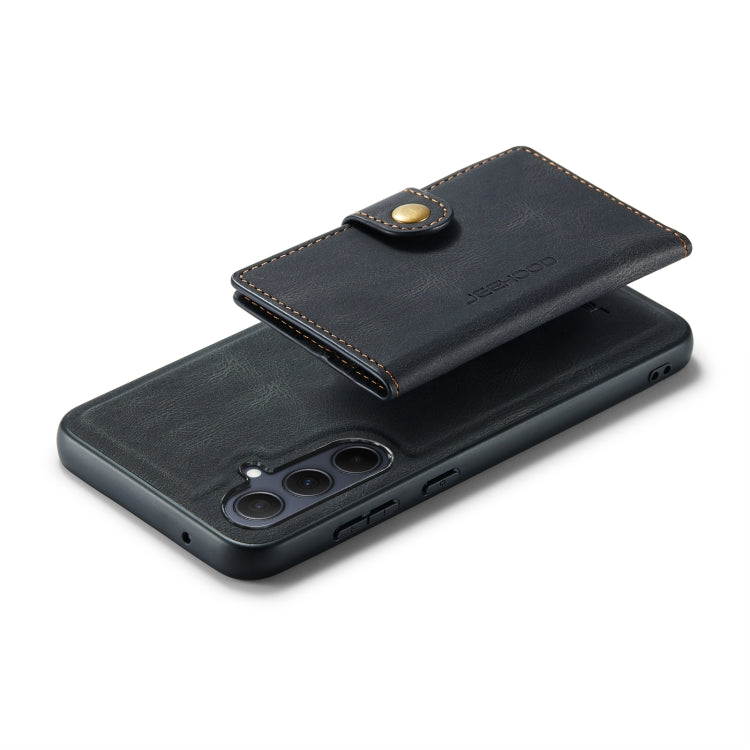 For Samsung Galaxy A55 5G JEEHOOD J01 Retro Magnetic Detachable Wallet Phone Case(Black)