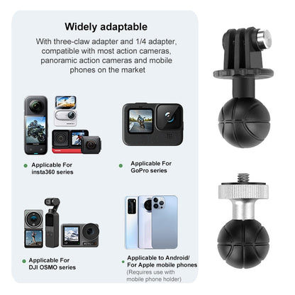 RUIGPRO Crab Clamp Action Camera Bracket 1/4 Ball Head Mount