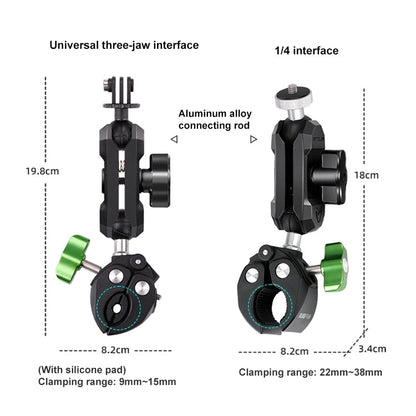 Support de caméra d'action RUIGPRO Crab Clamp Tête sphérique 1/4 avec pince de téléphone