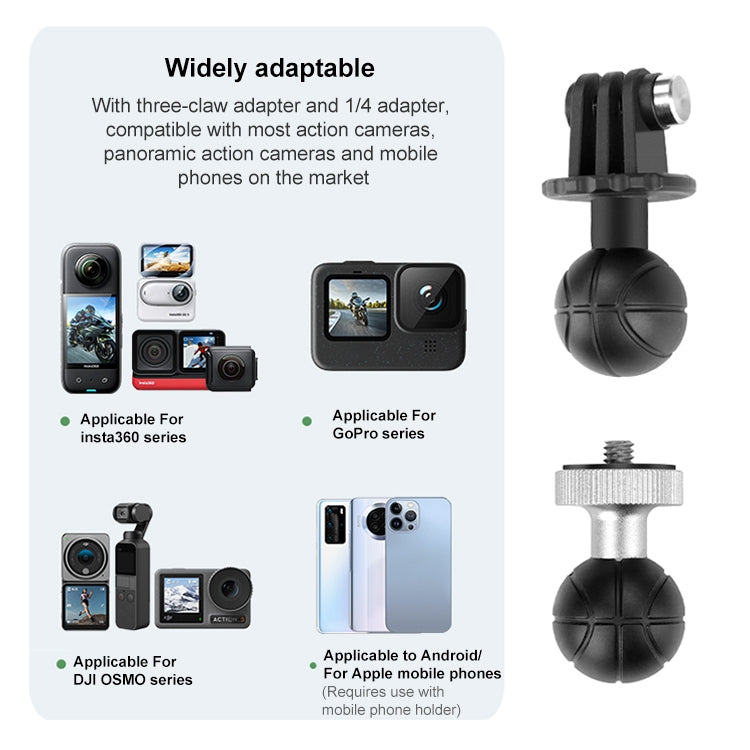 Support de caméra d'action RUIGPRO Crab Clamp Tête sphérique 1/4 avec pince de téléphone