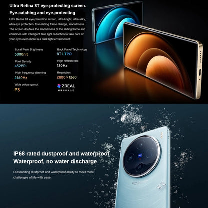 vivo X100, 16 Go + 256 Go, reconnaissance faciale / identification par empreinte digitale, Android 14 OriginOS 4 Dimensity 9300 Octa Core 3,25 GHz de 6,78 pouces, OTG, NFC, Réseau : 5G(Orange)