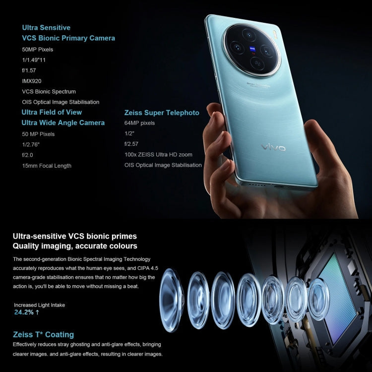 vivo X100, 16GB+1TB, Face ID / Fingerprint Identification, 6.78 inch Android 14 OriginOS 4 Dimensity 9300 Octa Core 3.25GHz, OTG, NFC, Network: 5G(Blue)