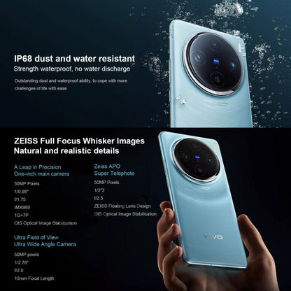 vivo X100 Pro, 16 Go + 512 Go, Face ID / Identification par empreinte digitale, Android 14 OriginOS 4 Dimensity 9300 Octa Core 3,25 GHz de 6,78 pouces, OTG, NFC, Réseau : 5G (Orange)