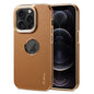 For iPhone 12 / 12 Pro Denior Fragrant Calf Texture Electroplating Phone Case(Khaki)