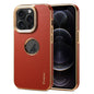 For iPhone 12 / 12 Pro Denior Fragrant Calf Texture Electroplating Phone Case(Maroon Red)