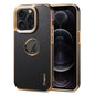 For iPhone 12 / 12 Pro Denior Fragrant Calf Texture Electroplating Phone Case(Black)