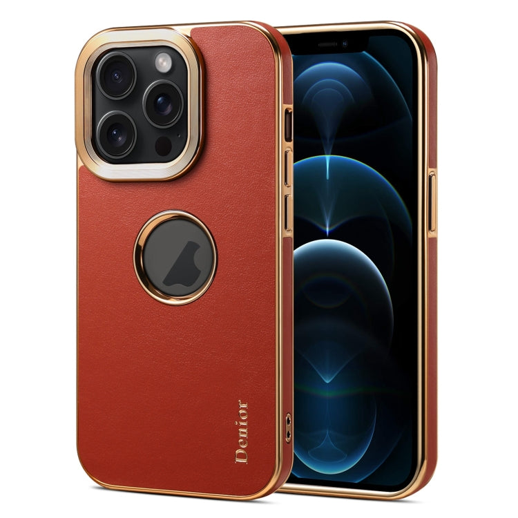 For iPhone 12 Pro Max Denior Fragrant Calf Texture Electroplating Phone Case(Maroon Red)