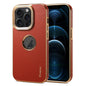For iPhone 12 Pro Max Denior Fragrant Calf Texture Electroplating Phone Case(Maroon Red)