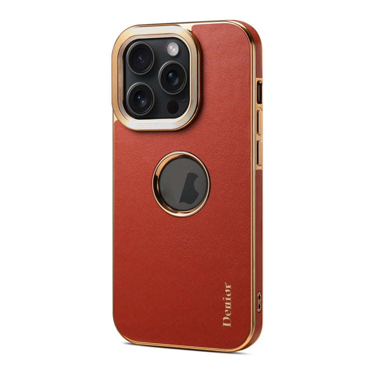 For iPhone 12 Pro Max Denior Fragrant Calf Texture Electroplating Phone Case(Maroon Red)