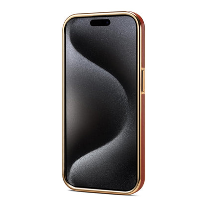 For iPhone 12 Pro Max Denior Fragrant Calf Texture Electroplating Phone Case(Maroon Red)