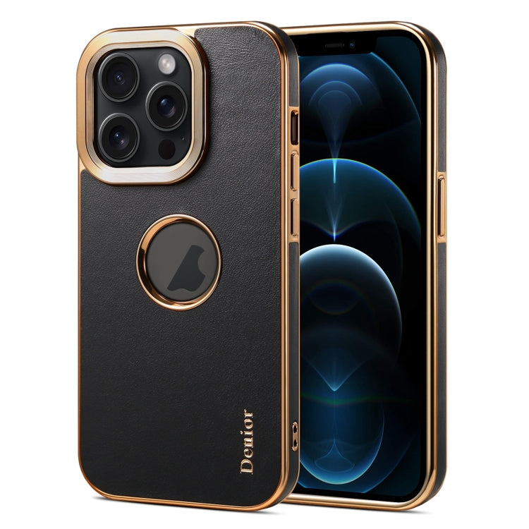 For iPhone 12 Pro Max Denior Fragrant Calf Texture Electroplating Phone Case(Black)