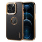 For iPhone 12 Pro Max Denior Fragrant Calf Texture Electroplating Phone Case(Black)