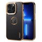 Pour iPhone 13 Pro Étui de téléphone avec placage électrolytique et texture de veau dénior (noir)