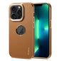 For iPhone 13 Pro Max Denior Fragrant Calf Texture Electroplating Phone Case(Khaki)