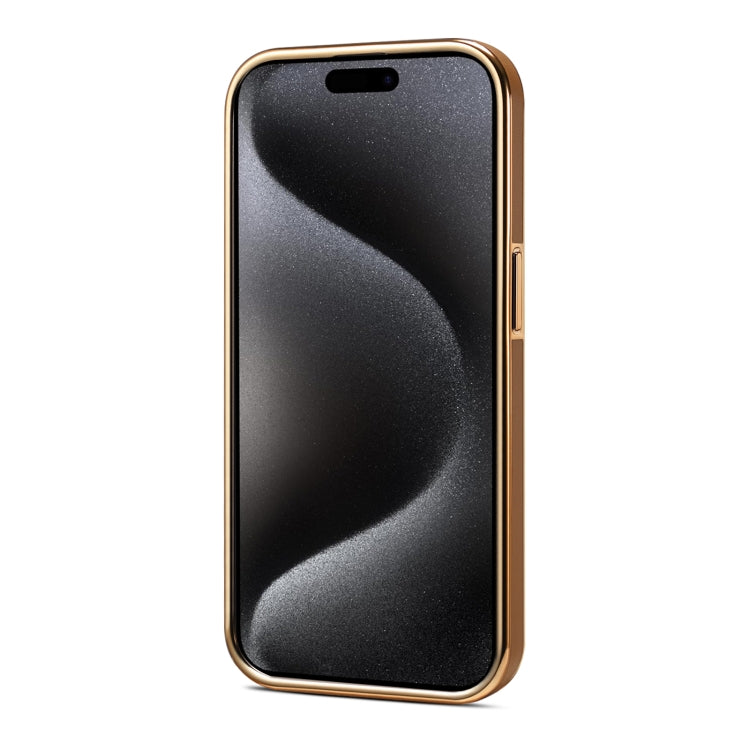 For iPhone 13 Pro Max Denior Fragrant Calf Texture Electroplating Phone Case(Khaki)