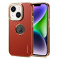 For iPhone 14 / 13 Denior Fragrant Calf Texture Electroplating Phone Case(Maroon Red)