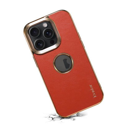 For iPhone 14 Plus Denior Fragrant Calf Texture Electroplating Phone Case(Maroon Red)