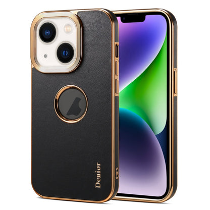 For iPhone 14 Plus Denior Fragrant Calf Texture Electroplating Phone Case(Black)