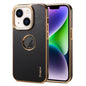 For iPhone 14 Plus Denior Fragrant Calf Texture Electroplating Phone Case(Black)