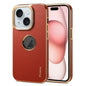 For iPhone 15 Denior Fragrant Calf Texture Electroplating Phone Case(Maroon Red)