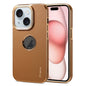 For iPhone 15 Plus Denior Fragrant Calf Texture Electroplating Phone Case(Khaki)