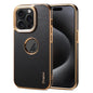 For iPhone 15 Pro Max Denior Fragrant Calf Texture Electroplating Phone Case(Black)