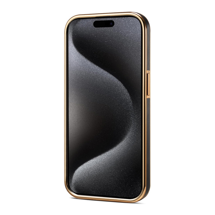For iPhone 15 Pro Max Denior Fragrant Calf Texture Electroplating Phone Case(Black)