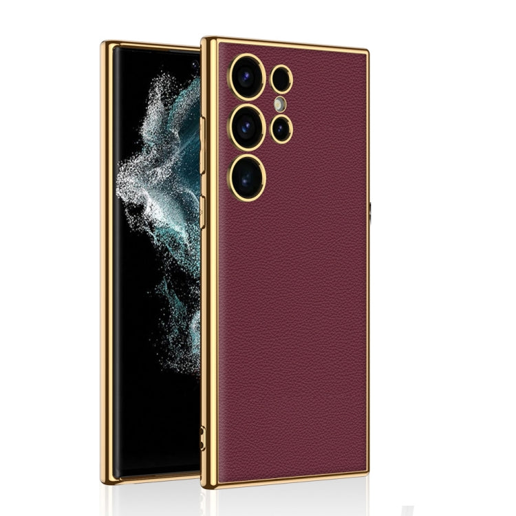 For Samsung Galaxy S24 Ultra 5G GKK Plating TPU + Leather Full Coverage Phone Case(Red)