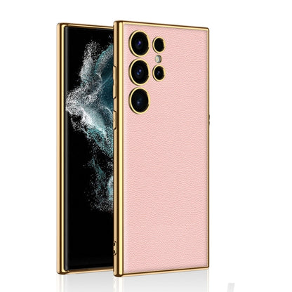 For Samsung Galaxy S24 Ultra 5G GKK Plating TPU + Leather Full Coverage Phone Case(Pink)