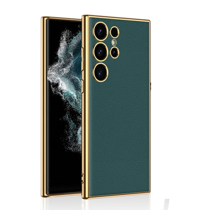 For Samsung Galaxy S24 Ultra 5G GKK Plating TPU + Leather Full Coverage Phone Case(Green)