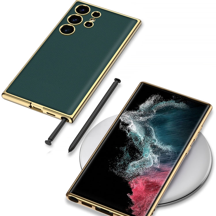 For Samsung Galaxy S24 Ultra 5G GKK Plating TPU + Leather Full Coverage Phone Case(Green)