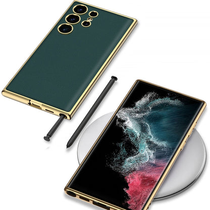 For Samsung Galaxy S24 Ultra 5G GKK Plating TPU + Leather Full Coverage Phone Case(Green)