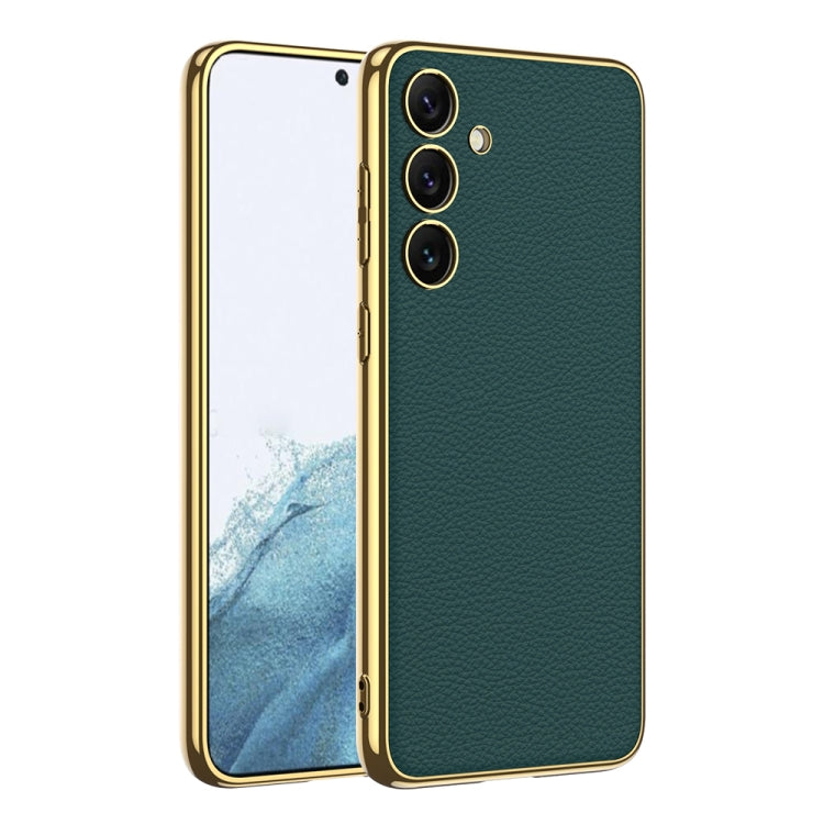Pour Samsung Galaxy S24+ 5G Coque de téléphone GKK en TPU plaqué + cuir à couverture complète (vert)