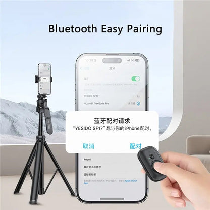 YESIDO SF17 Multifunctional Retractable Metal Tripod Stand Selfie Stick for Cell Phones Camera(Black)