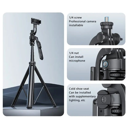 YESIDO SF17 Multifunctional Retractable Metal Tripod Stand Selfie Stick for Cell Phones Camera(Black)