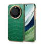 For Huawei Mate 60 Denior Crocodile Texture Genuine Leather Electroplating Phone Case(Green)