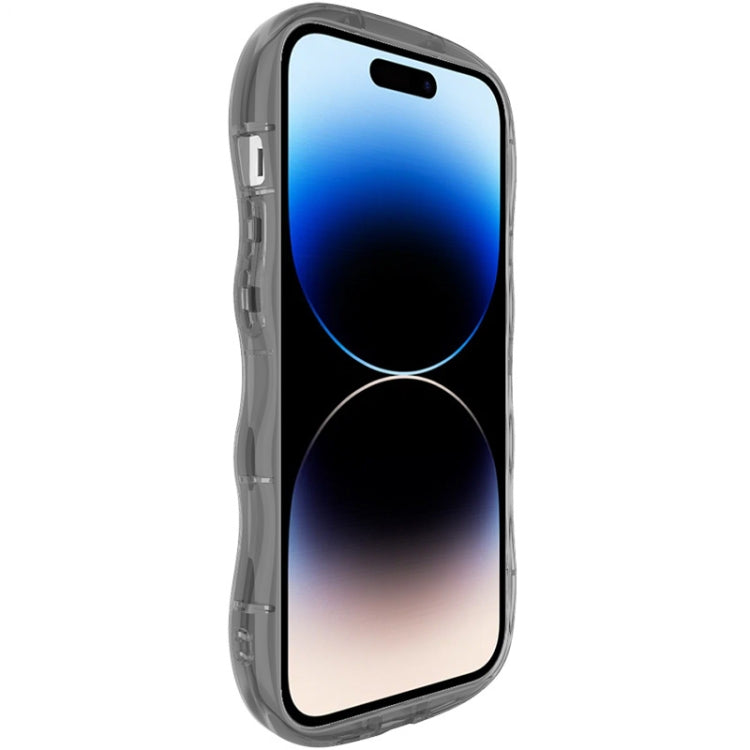 For iPhone 15 Pro IMAK Wave Bubble Soft Shockproof Phone Case(Transparent Black)