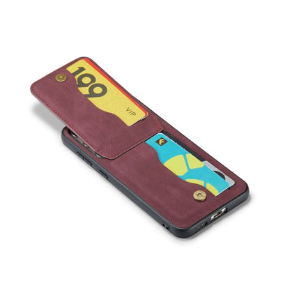 For Samsung Galaxy S24+ 5G Fierre Shann Crazy Horse Card Holder Back Cover PU Phone Case(Wine Red)