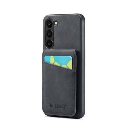 Pour Samsung Galaxy S24+ 5G Fierre Shann Crazy Horse Étui de Téléphone en PU avec Porte-Cartes à l'Arrière (Noir)
