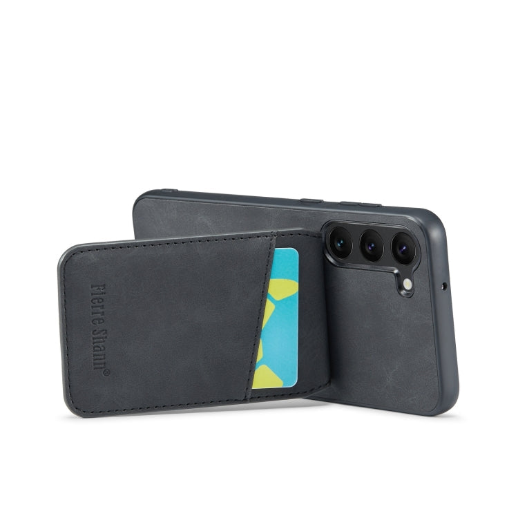 Pour Samsung Galaxy S24+ 5G Fierre Shann Crazy Horse Étui de Téléphone en PU avec Porte-Cartes à l'Arrière (Noir)