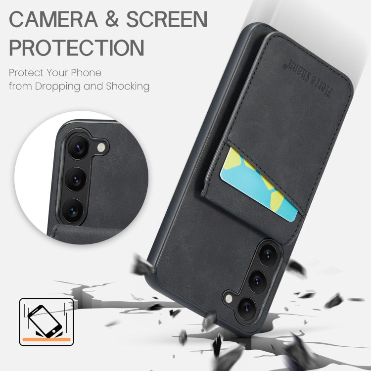 Pour Samsung Galaxy S24+ 5G Fierre Shann Crazy Horse Étui de Téléphone en PU avec Porte-Cartes à l'Arrière (Noir)