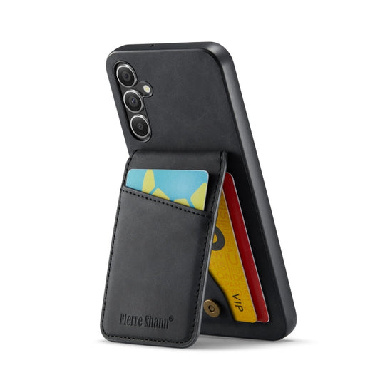 Pour Samsung Galaxy A13 5G Fierre Shann Crazy Horse Étui de Téléphone en Cuir PU avec Porte-Cartes (Noir)
