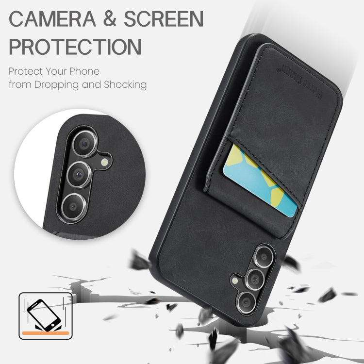 Pour Samsung Galaxy A13 5G Fierre Shann Crazy Horse Étui de Téléphone en Cuir PU avec Porte-Cartes (Noir)