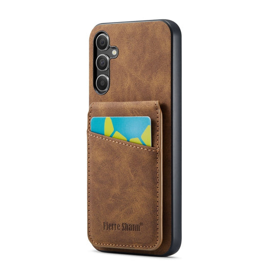 Pour Samsung Galaxy A13 5G Fierre Shann Crazy Horse Étui de Téléphone en PU avec Porte-Cartes(Marron)